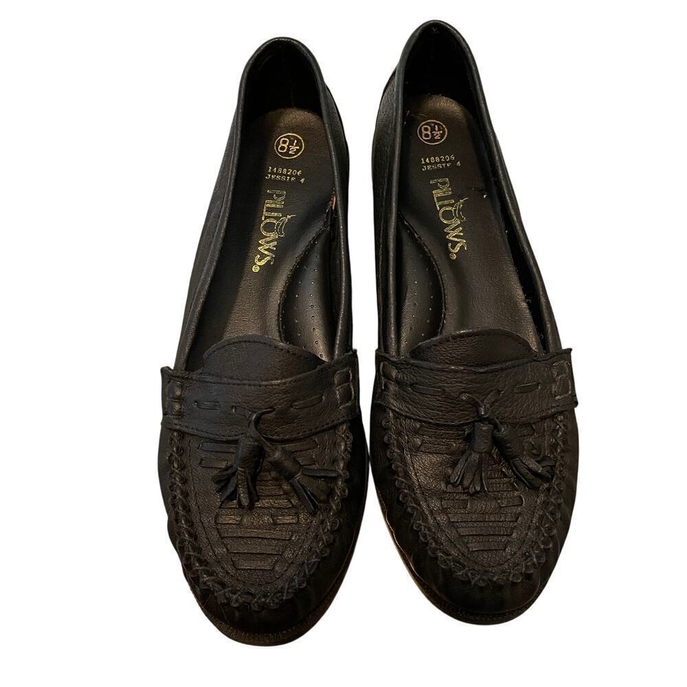 Black Leather Moccasin Driving Shoes | Pillows, 8.5, Tassel Loafers, Minimalist